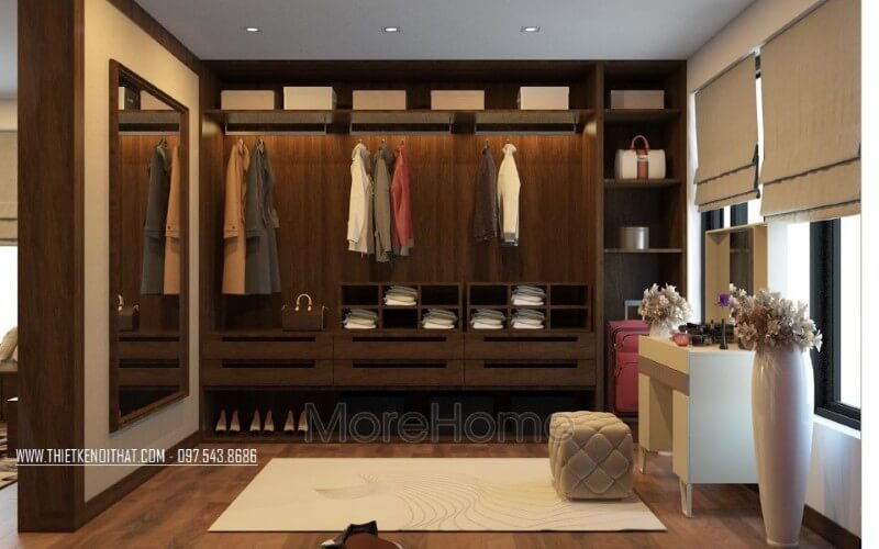 Tủ quần áo không cánh hiện đại khiến cho gia chủ dễ dàng lấy những món đồ bạn cần một cách nhanh chóng Mẫu nội thất chung cư đẹp