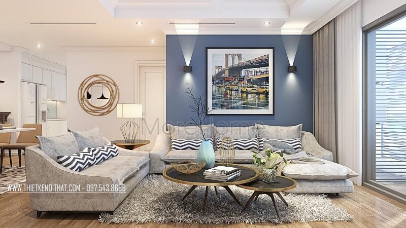 Bộ sofa góc khung gỗ tự nhiên bọc nỉ được coi như là điểm nhấn sang trọng cho căn hộ cao cấp Mẫu sofa gỗ tự nhiên, gỗ óc chó đẹp