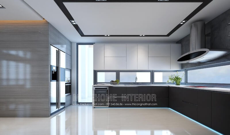 Gợi sự huyền bí và sang trọng cho không gian với mẫu tủ bếp gỗ công nghiệp màu đen Tủ bếp gỗ công nghiệp và tủ bếp acrylic