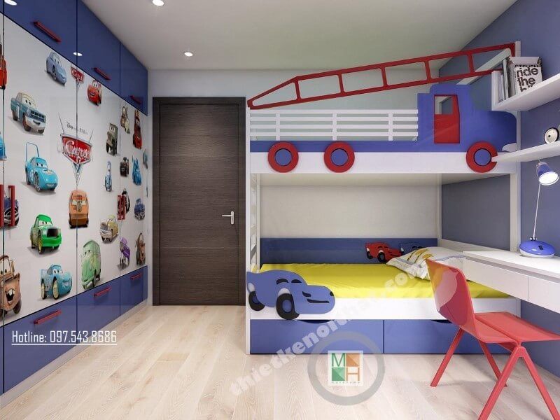 Trang trí nội thất phòng ngủ chung cư với cửa gỗ công nghiệp