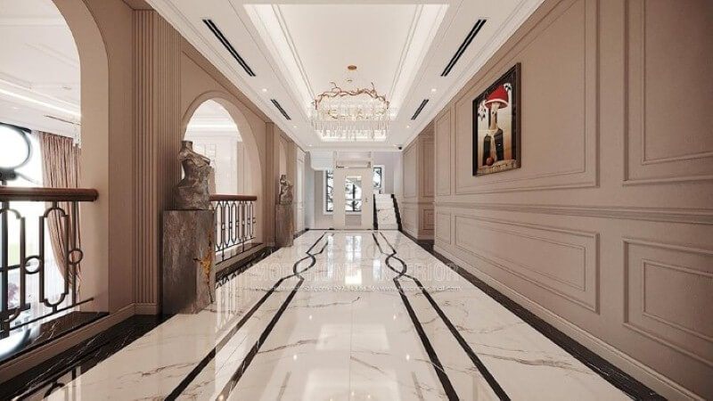 Đá lát nền đẹp tạo nên vẻ đẹp sang trọng, đẳng cấp cho không gian hành lang.