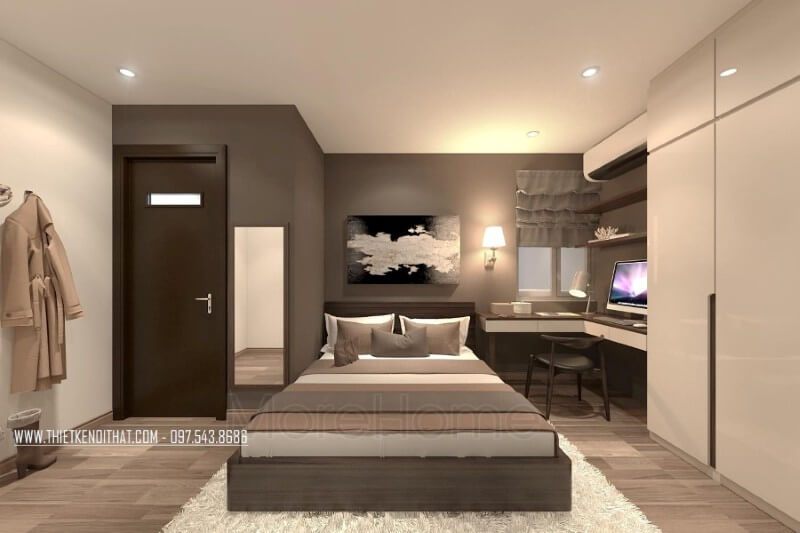 Mẫu cửa gỗ phòng ngủ chung cư Home City hiện đại